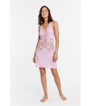 Camisón micromodal azul encaje transparente
